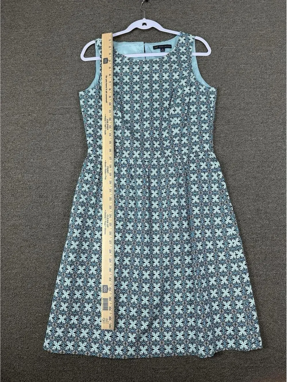 Brooks Brothers 346 Women's 12 Blue Sleeveless Geometric/Floral Dress Preppy - Picture 7 of 7